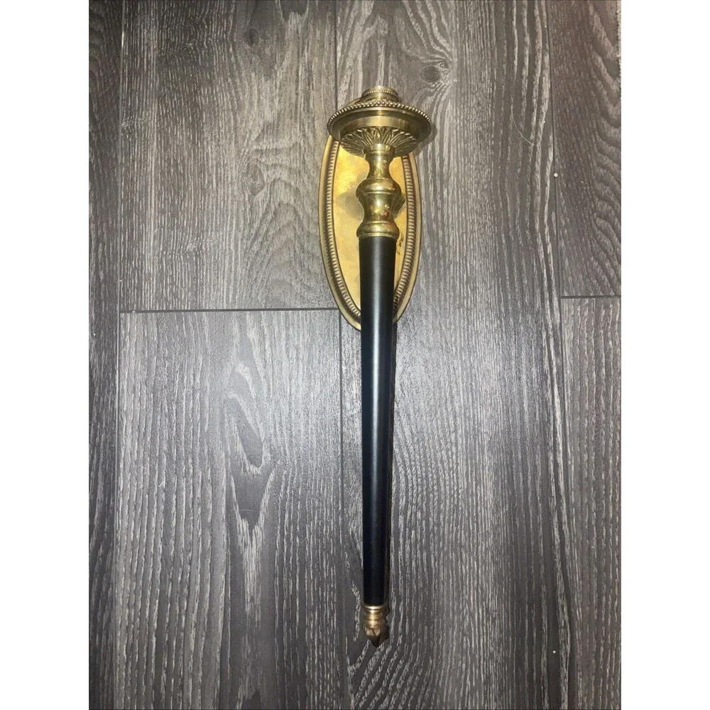 Vintage Brass Wall Sconce Candle Holder French Empire Style Black & Gold 17”Tall